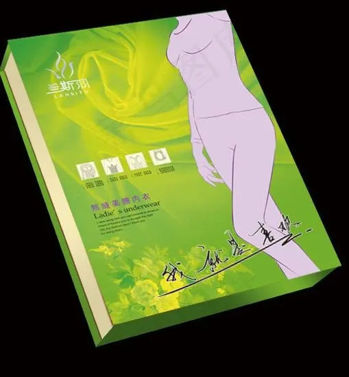 内衣包装针织盒（展开）图片psd模版下载