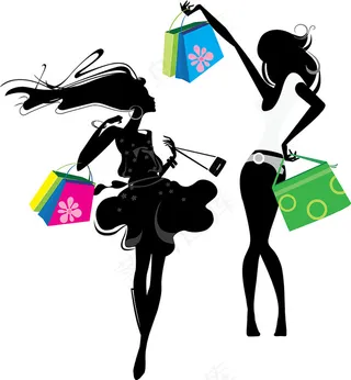 卡通彩绘美女剪影-矢量素材5