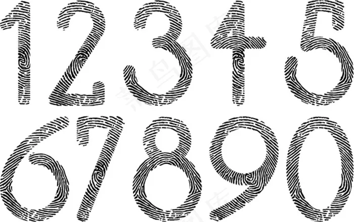 指纹矢量数字eps,ai矢量模版下载