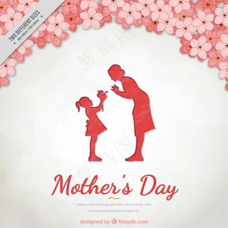 母亲和女儿之间的一个可爱的场景，母亲节的背景