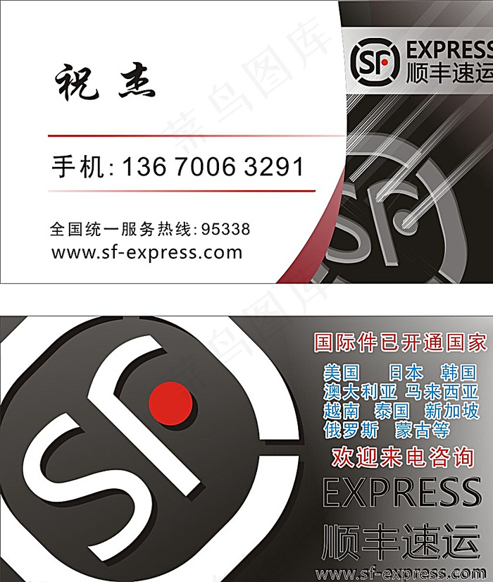 顺丰名片图片cdr矢量模版下载