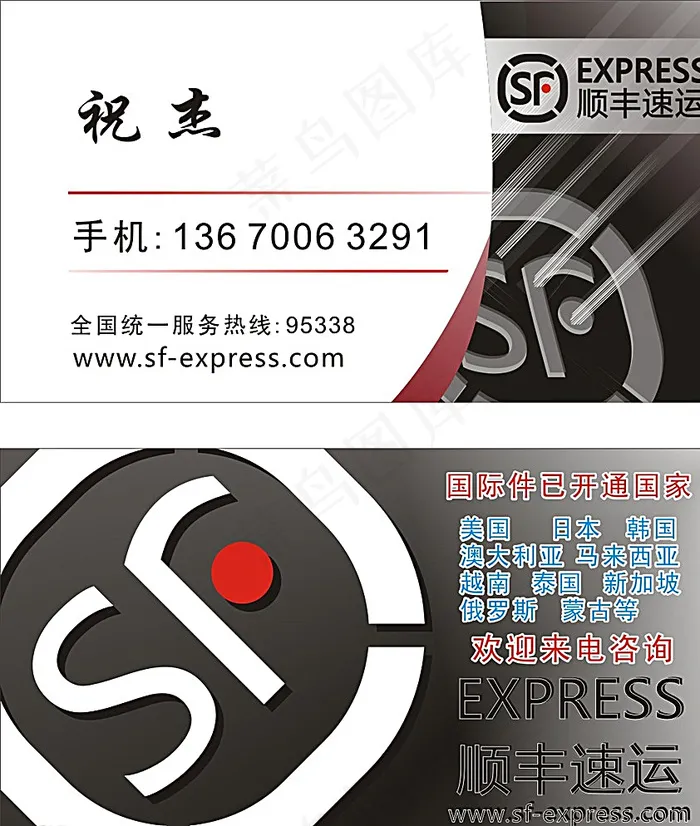 顺丰名片图片cdr矢量模版下载
