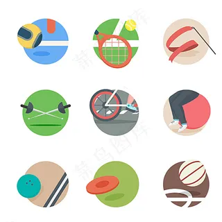 9款清新运动元素图标矢量素材图片