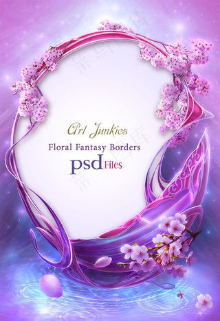 梦幻月季花边框图片模板psd素材下...