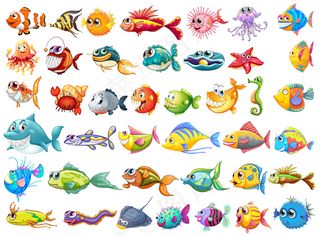 手绘大海动物卡通形象