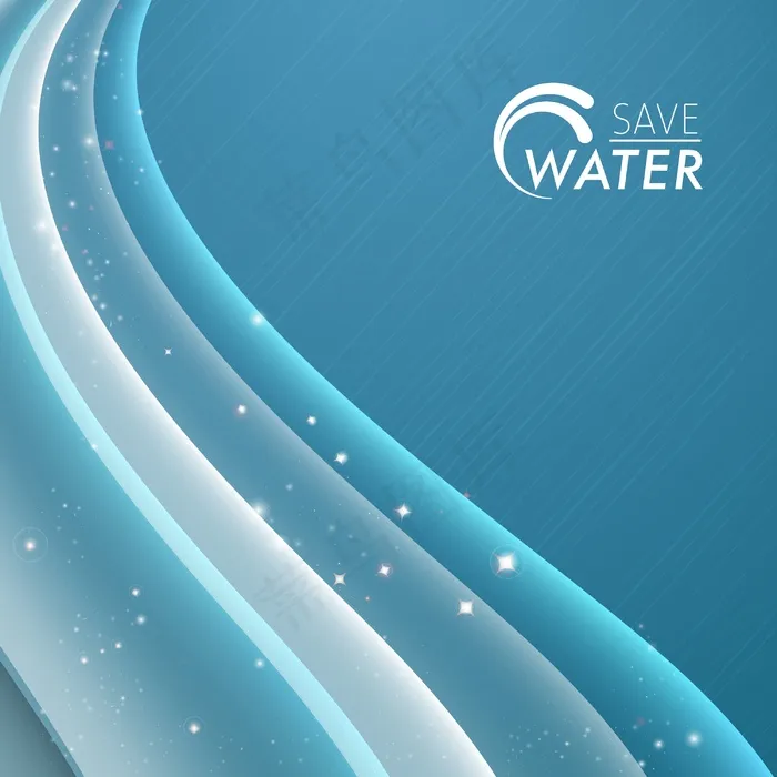 摘要背景与美丽的波浪和太阳光与节约...eps,ai矢量模版下载