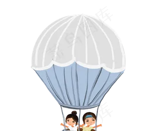 卡通手绘蓝色人物热气球卡通手绘蓝色人物热气球