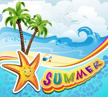 夏季海滩风景图片