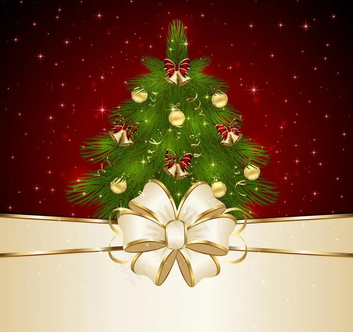 圣诞树金色彩带背景图片eps,ai矢量模版下载