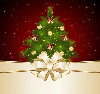 圣诞树金色彩带背景图片