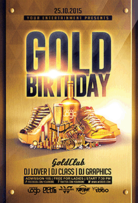 Gold Birthday Flyer Template