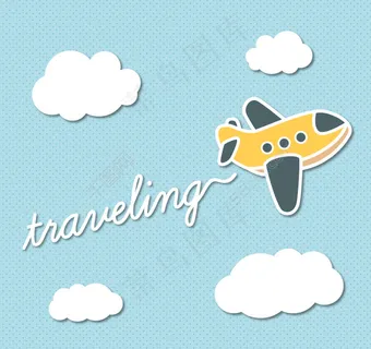 童趣飞机剪纸背景