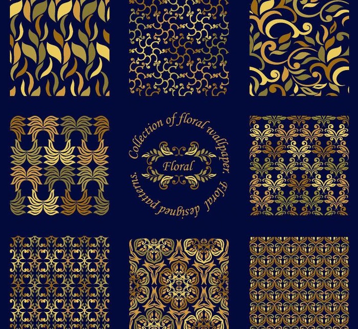 金黄色欧式花纹背景图片