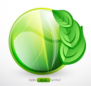 翠绿叶子环保标志矢量素材