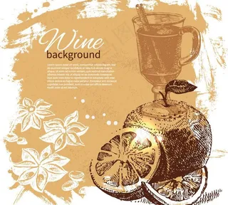 手绘风格葡萄酒矢量图片