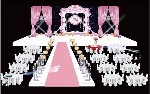 粉色系婚礼布置背景