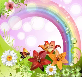 梦幻花纹花朵蝴蝶图片