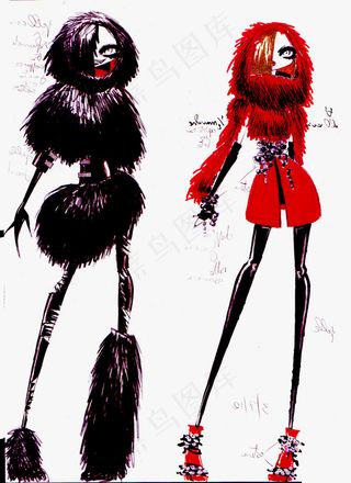 2款皮草女装设计图