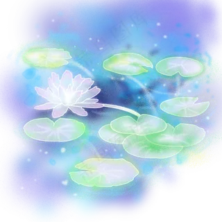 梦幻夏季夏天处暑荷叶荷花手绘插,免抠元素