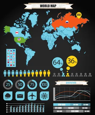 七彩数据统计分析图矢量图素材免费下...