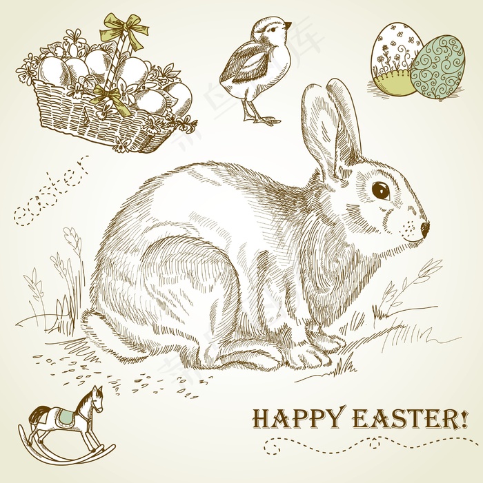 Vintage复活节的兔子