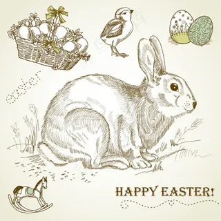 Vintage复活节的兔子