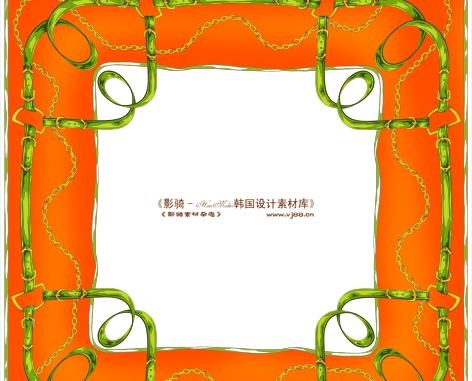 橘黄色花纹花边边框设计psd模版下载