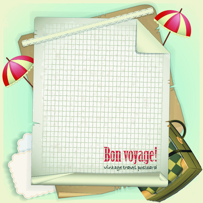 复古旅游明信片矢量素材