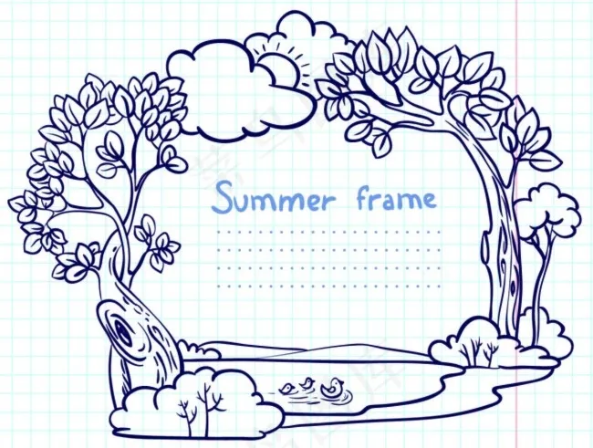 手绘树林ai矢量模版下载