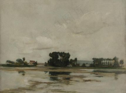 池塘港口油画图片 池塘港口油画图片