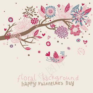 鸟语花香插画背景矢量素材4