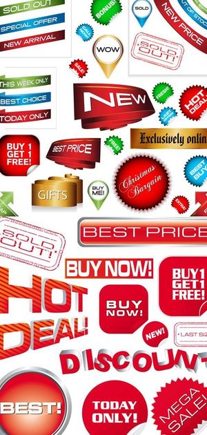 商场销售标签贴纸矢量图 AI