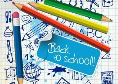 文具和手绘图案矢量