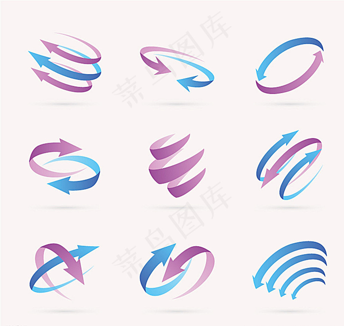 动感螺旋箭头标志矢量图图片