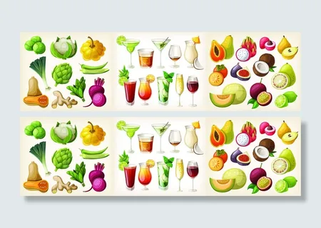 蔬菜水果酒水矢量素材