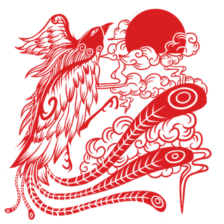 中国风红色凤凰窗花剪纸,免抠元素