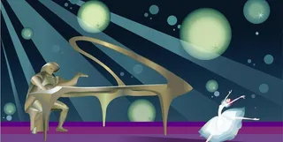 演奏钢琴的雕塑图片