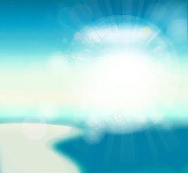 梦幻蓝天河流矢量素材ai矢量模版下载