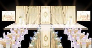 香槟色婚礼效果图高端大气金色灯光