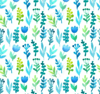 清新蓝绿色水彩花朵无缝背景矢量素材... 清新蓝绿色水彩花朵无缝背景矢量素材...