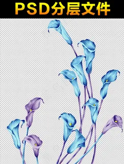 唯美花朵素材蓝色免扣大图高清