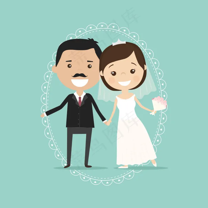 婚礼卡通人物主图psd模版下载