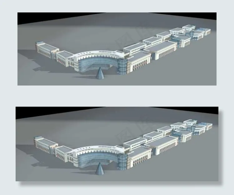 现代沿街商业大厦建筑群