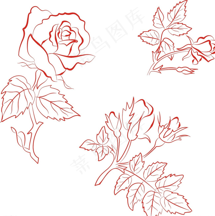 玫瑰花素描图片cdr矢量模版下载