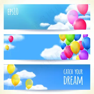 时尚天空与气球矢量素材