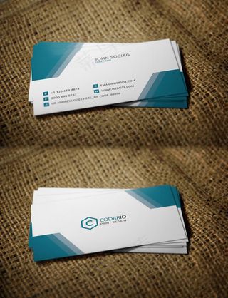 简洁蓝色名片模板psd