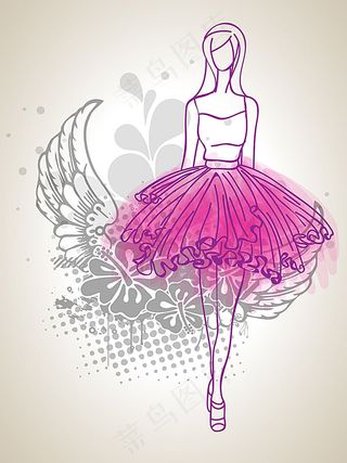 翅膀与美女插画