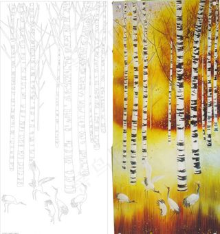 白桦树白桦林玄关背景墙