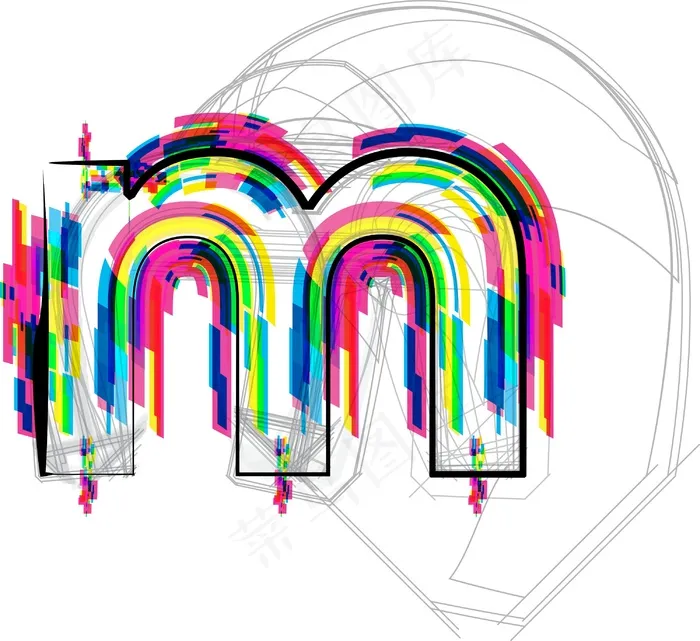 插图插画矢量字体的字母M