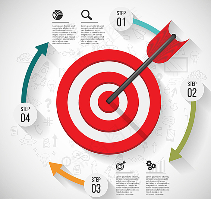 红色箭靶商务信息图矢量素材图片